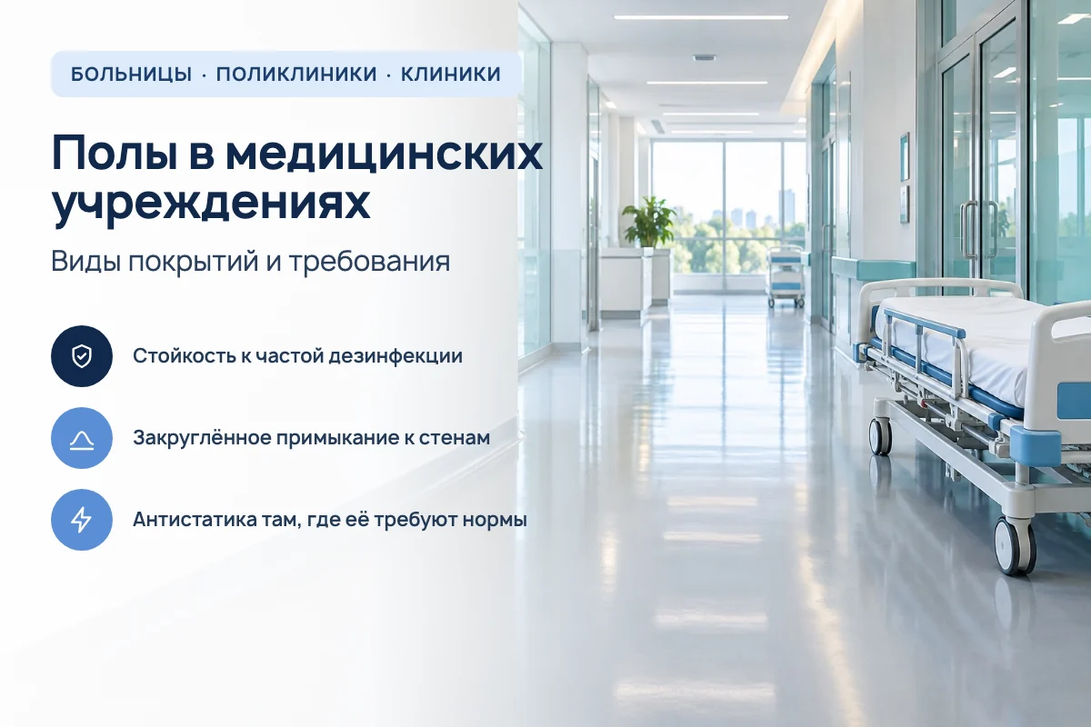 Полы в медицинских учреждениях: виды покрытий и требования