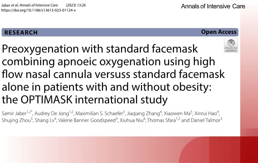 Публикация исследования OPTIMASK в журнале Annals of Intensive Care